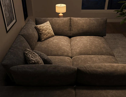 Oversize L-Shape Sectional Sofa 4 Seater Modular Padded Cushion Living Room Dark Grey Customized