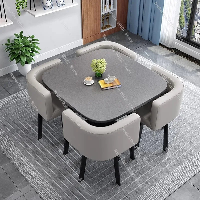 Simple Square Negotiation Table Set, Small Round Table for Shop or Reception, Rest Area Furniture, Space-saving and Elegant