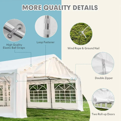 20x40ft Party Tent, Outdoor Wedding Heavy Duty Large Canopy Carport with Removable Sidewalls, 2 Roll-up Doors, 4, Customized