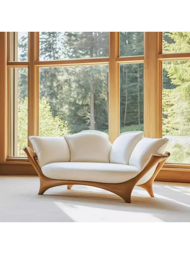 New Chinese-style solid wood sofa living room leather sofa chair modern simple black walnut sofa