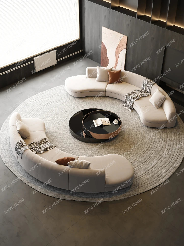 A Light luxury reception, curved sofa, clubhouse rest reception