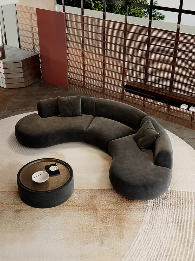 Semicircular curved special-shaped sofa black office beauty salon hotel lobby business rest area reception negotiation