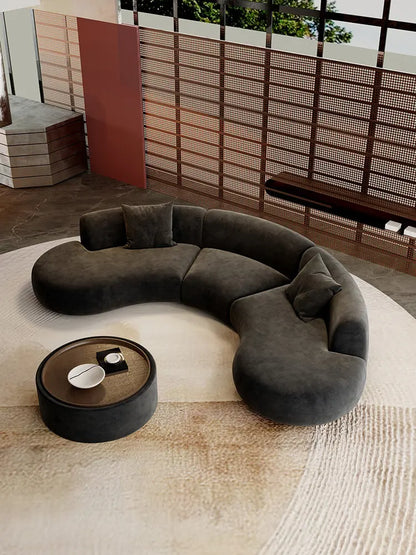 Semicircular curved special-shaped sofa black office beauty salon hotel lobby business rest area reception negotiation