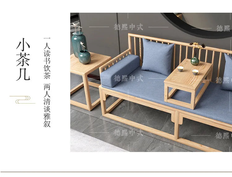Han Solid Wood New Chinese Sofa Combination Living Room Zen Bed Hotel Homestay Push