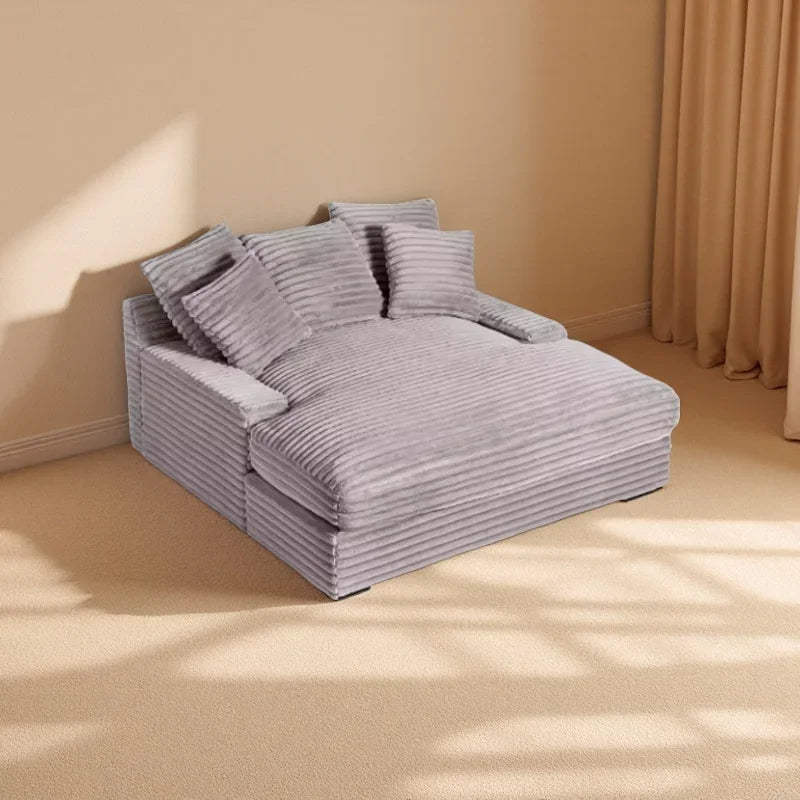 Modern White Corduroy Sectional Sofa Bed One-Seater New Design Modular Compression for Huge Villas Living Room Style