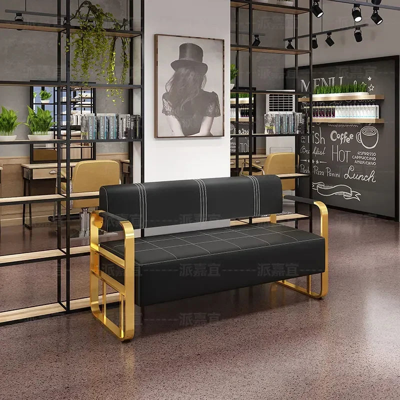 A Barber Shop Sofa Waiting Chair Stainless Steel Office Reception Sofa Chair