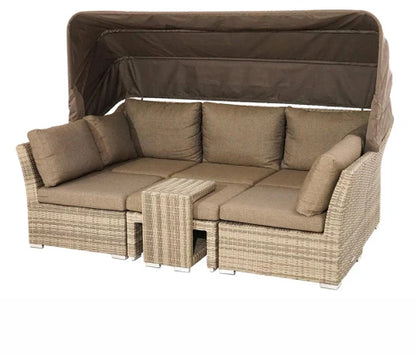 Lying bed, covered courtyard, high-end villa, outdoor rattan woven sofa bed, terrace, outdoor rattan chair