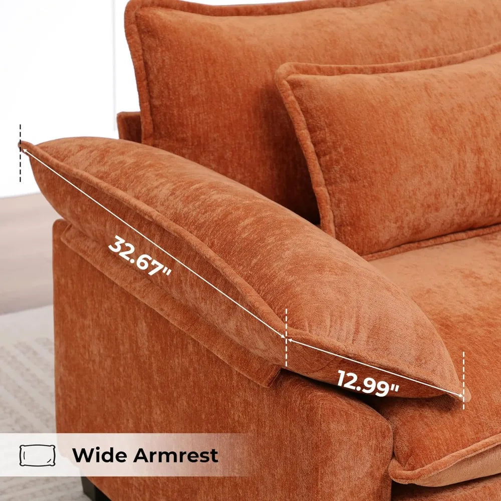 Modern Oversized Accent Chair,44" Chenille Cloud Sofa Chair with Deep Seat,Upholstered Armchair with Extra