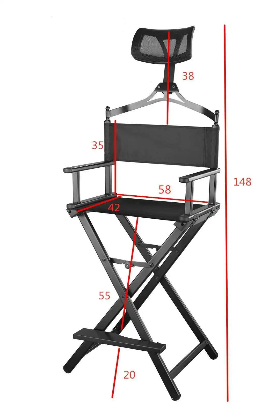 Outdoor Modern Portable All Aluminium Lounge Chair with Headrest - Portable Makeup Artist/Beach Chair Bar Office Makeup Chair