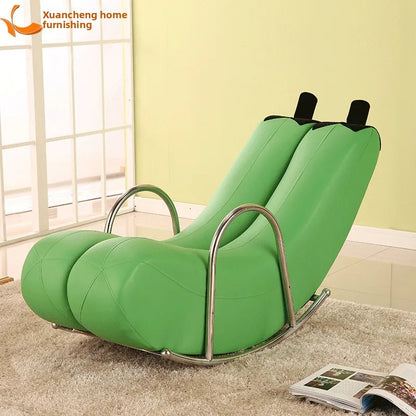 Banana Rocker Chair PU Leather Lounge Chair w/Metal Frame, Indoor Single Seater Sofa for  Comfortable Recliner Chair for Adults