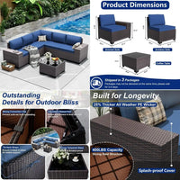 6-Piece Outdoor Sectional Set with High Backrest Sofa, Weather-Resistant PE Rattan Patio Conversation Area
