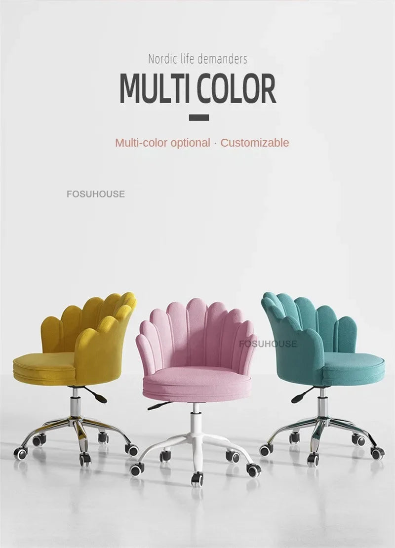 Creative Simple Fabric Petal Office Chairs Household Bedroom Gaming Chairs Lift Backrest Computer Chair for Study Desk Chair WW