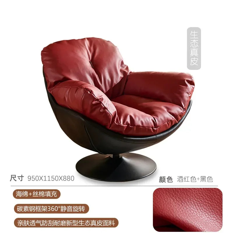Italian single sofa chair living room designer casual lazy sofa vintage swivel chair