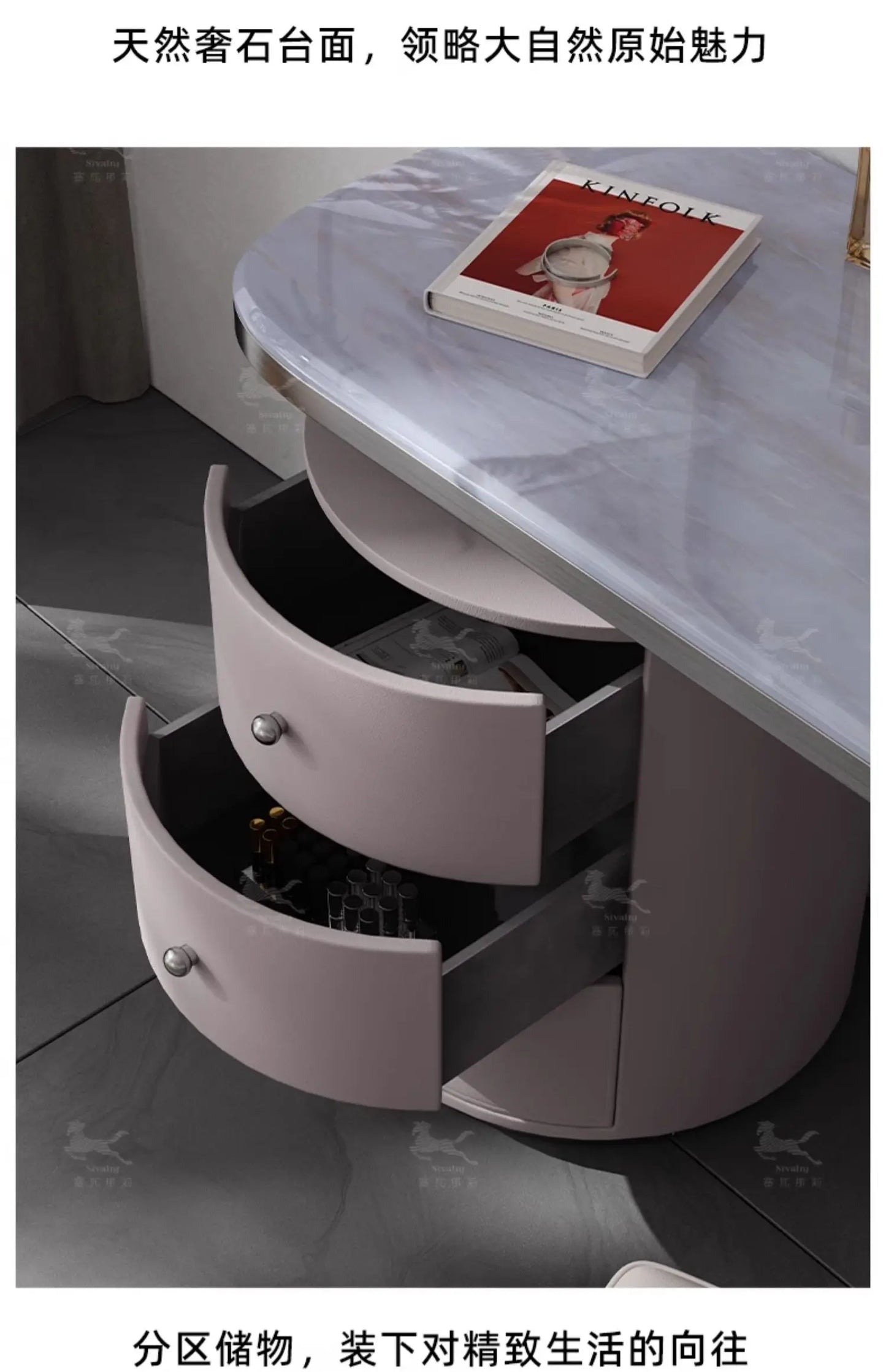 light luxury French luxury stone dresser chest cabinet integrated solid wood modern bedroom high-end makeup table