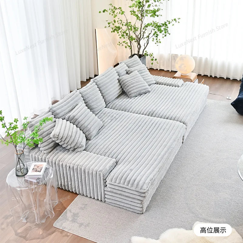 Modern Vacuum Compressed Sofa Plush Corduroy Sectional Sofa Living Room Bedroom Recliner Lazy Combination Sofa Bed Furniture