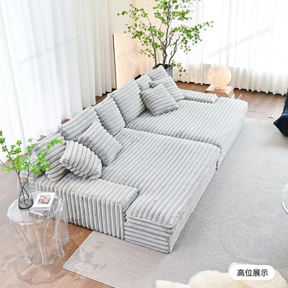 Modern Vacuum Compressed Sofa Plush Corduroy Sectional Sofa Living Room Bedroom Recliner Lazy Combination Sofa Bed Furniture