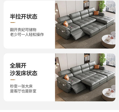Designer Leather Sofa Living Room Ajustable Lounge Foldable Sofa Reclinable Modular Minimalist Woonkamer Banken Lounge Furniture