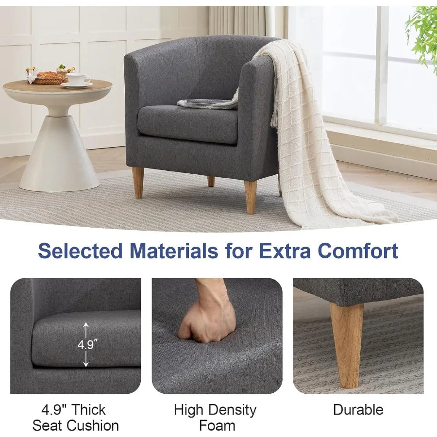 Modern Comfy Accent Barrel Chair with Armrest for Living Room Bedroom Reception Room or Cafe Soft Padded Design for Cozy Relaxa