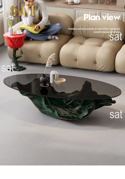 Table à thé moderne en verre de qualité supérieure, mobilier de luxe à une feuille de styliste artistique haut de gamme pour Table basse de salon