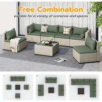 7-Piece PE Wicker Outdoor Sectional Sofa Set with Tea Table, Ideal for Patio and Garden Conversations