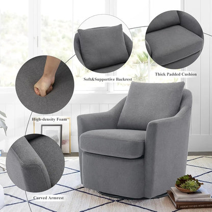 Swivel Accent Chair, Living Room Chair Upholstered 360° Swivel Chair Modern Reading Armchair for Bedroom/Office/Nursery,