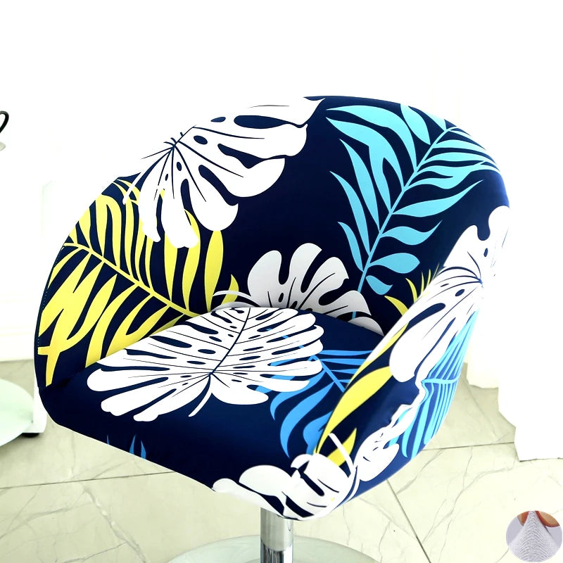 Universal Curved Chair Cover Short Back Printed Arc Armchair Covers Dining Chair Covers Home Spandex Elastic Dustproof Cover