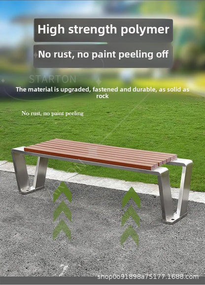 Dossier de jardin en fer forgé, banc de loisirs solide Anti-Corrosion, banc d'extérieur moderne en acier inoxydable, plastique et bois, Patio Park