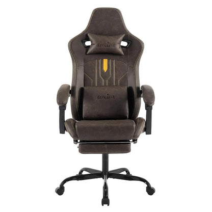 Adjustable Racing Ergonomic Gaming Computer Chair With Footrest & Massage Lumbar Cushion, Custom