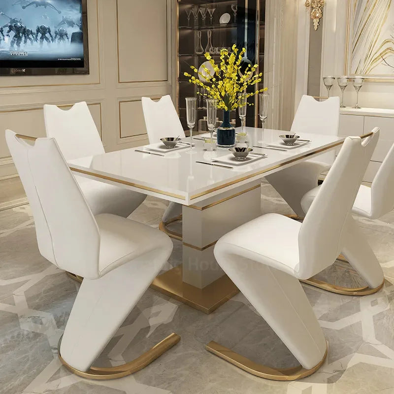 modern 2 Pieces Chairs Modern Simple Z Shape Dining Chair PU Leather Home Living Room Chair Only Chairs