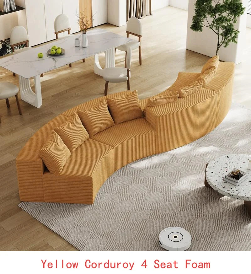 Curved Modular Sectional Foam Sofa with 12 Pillows, Semi-Circular Design for Living Room, Bedroom, Office, Leisure, Nap,