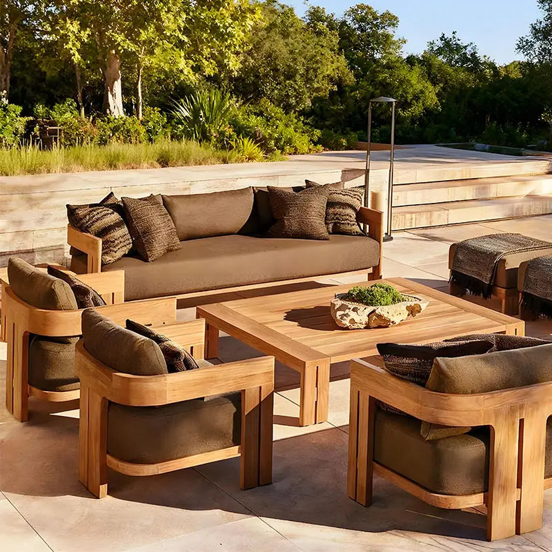 Outdoor Teak Sofa Set 2026 | Premium Garden Patio Furniture with Lounger, Chair & Coffee Table