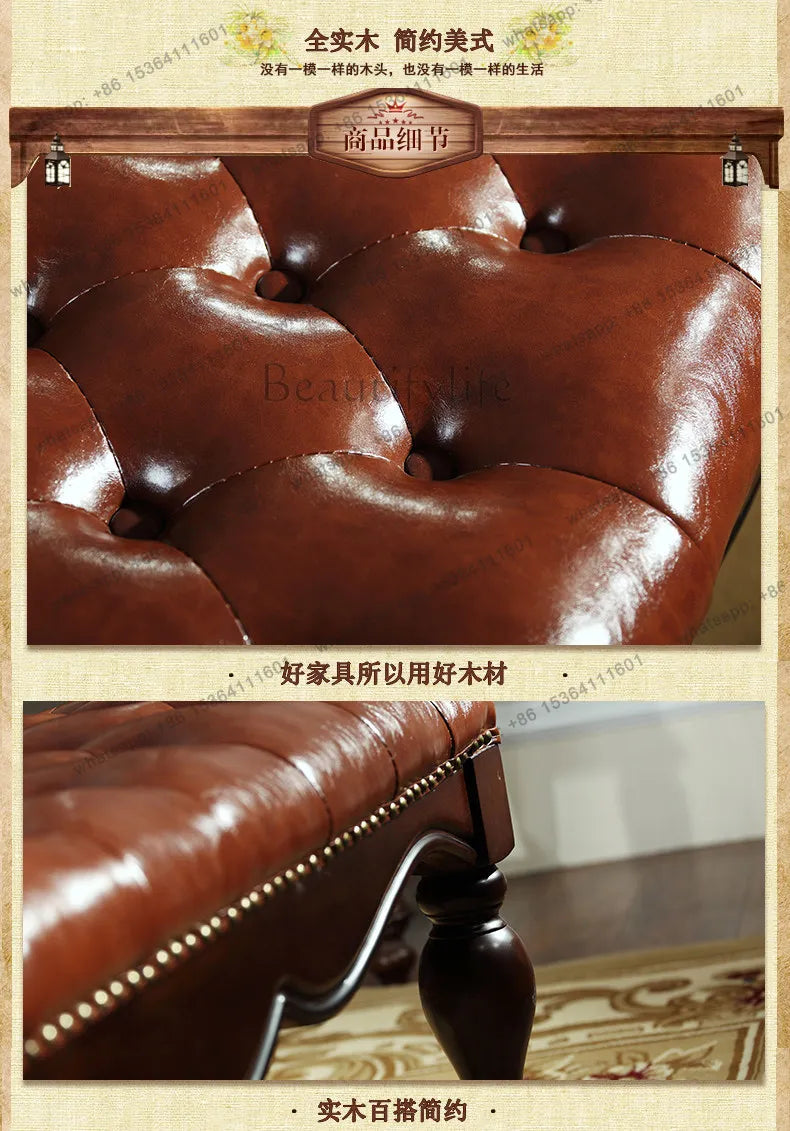 Simple American bedside stool, bedroom walnut leather solid wood bedside stool