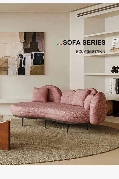 N Cream Style Small Apartment Sofa Fabric Special-Shaped Curved Sofa