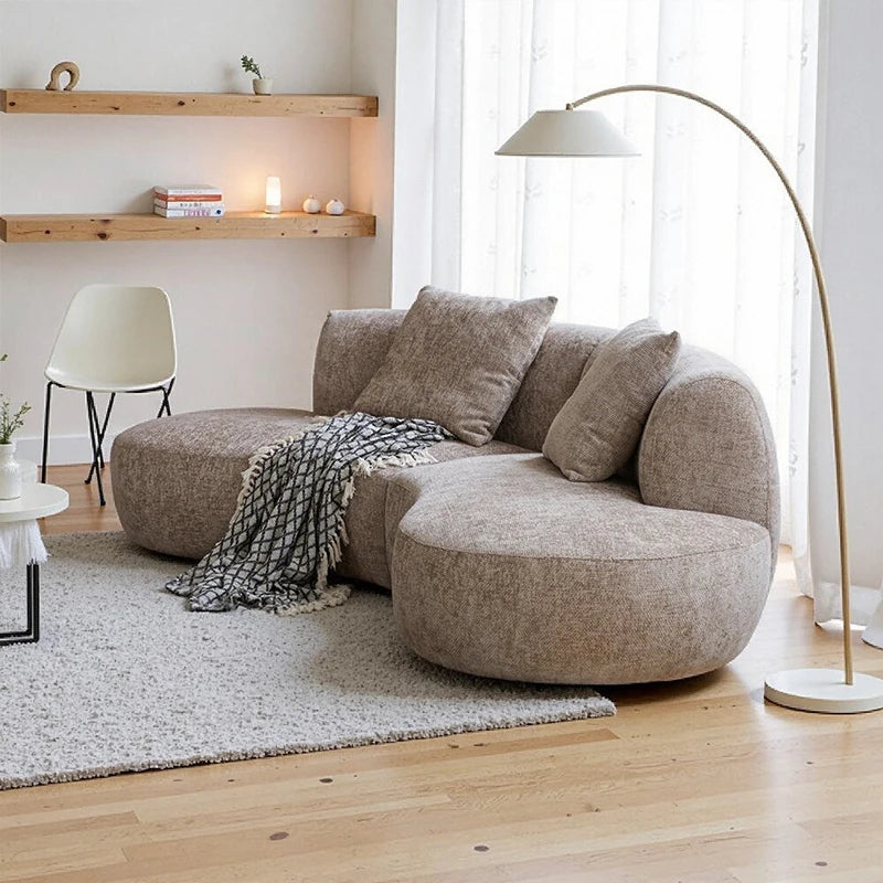 Sofa French retro medieval style curved module combination sofa wabi sandy wind large flat-floor villa fabric #