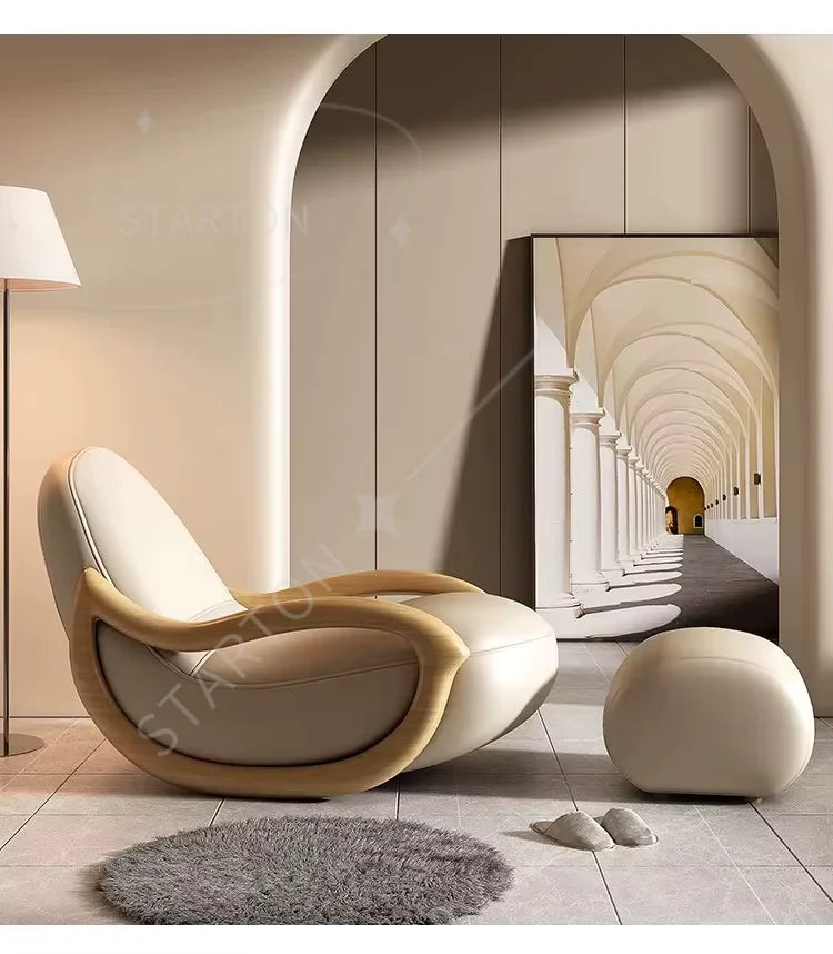 Italian Living Room Chair, Simple White Design, Lazy Designer Recliner, Comfy Armchair Sofa, Fauteuil Salon Home Furniture