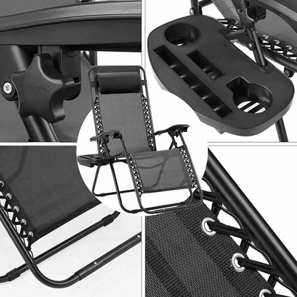 Homfa Garden Sun Lounger Set with Table Folding Adjustable Zero Gravity Recliner Chair Seat Indoor/Outdoor