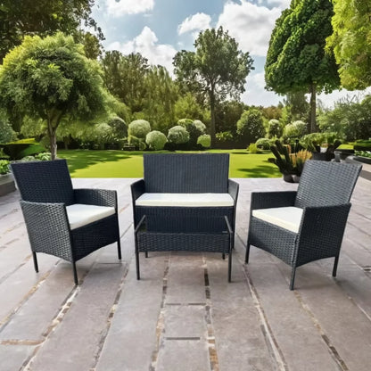 Modern PE Rattan Wicker Garden Furniture Set Stainless Steel Table & Chair for Outdoor Patio for Hotels Courtyards & Apartments