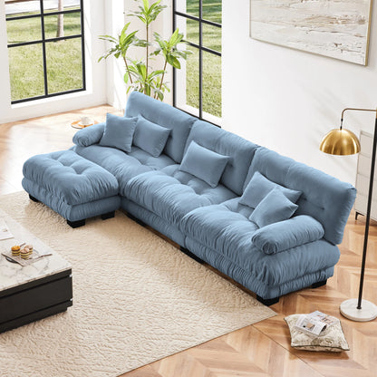 Oversized Modular Sectional Sofa Couch Comfy Cloud Deep Seat, Ottomans Chenille