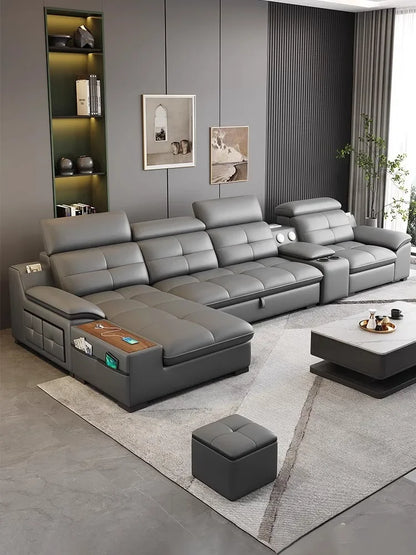 functional sofa, electric adjustable modern living room, storage princess, smart head, etc., dual-purpose leather sofa bed