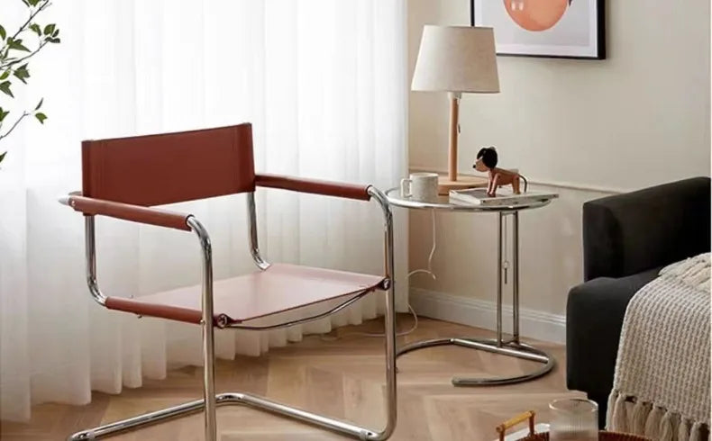 Stainless Steel Dining Chairs Modern Simple Restaurant Chair Living Room Portable Leather Armchair Home Decoration Furniture
