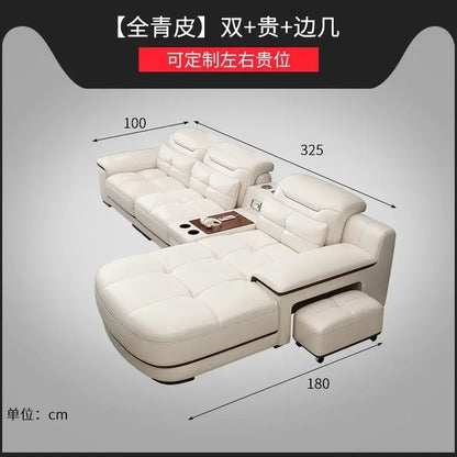 Italian leather sofa, modern single-layer leather sofa, living room small apartment, high-end light luxury leather sofa