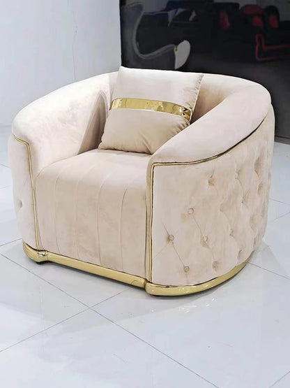 Modern Living Room Furniture Luxury Metal Frame 3 2 1 Seater Sectional White Velvet Fabric Sofa Set