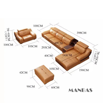 Leather Sofa Set Big Sectional Couch Living Room Sofas With Adjustable Headrest Home Furniture