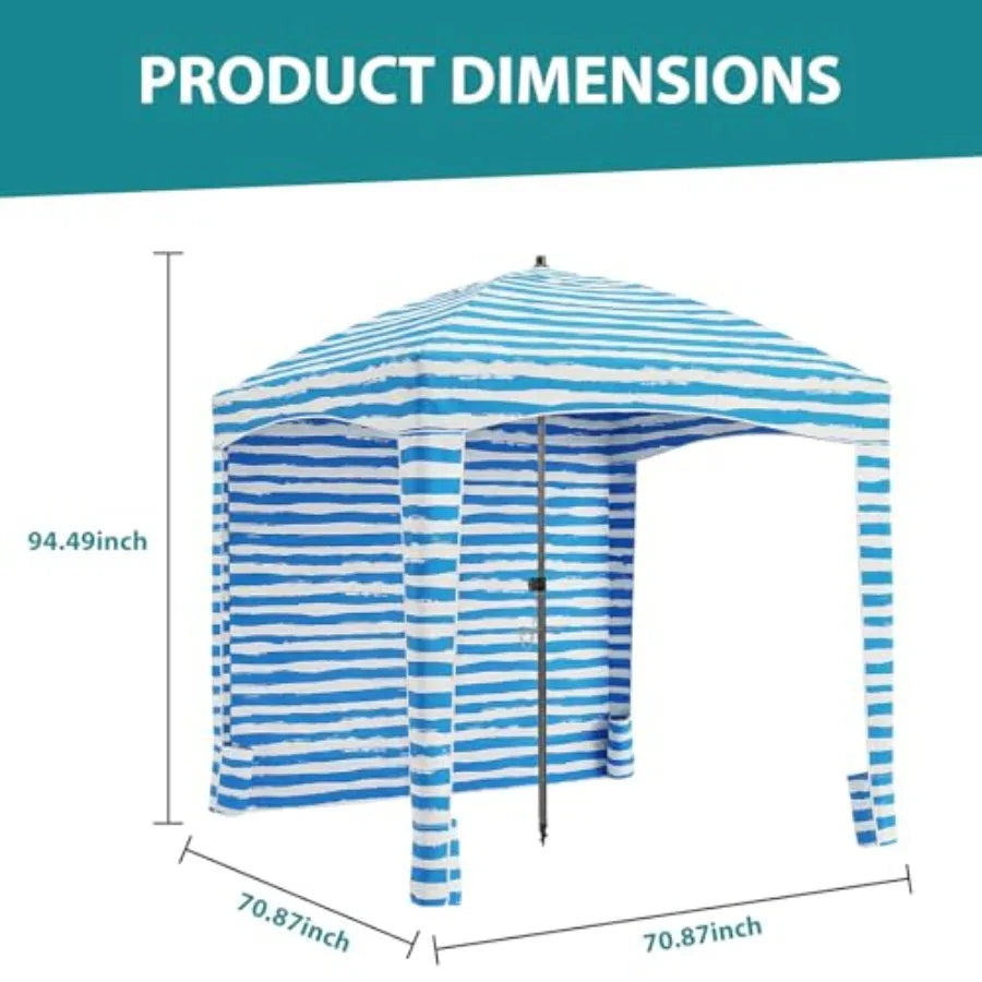 Beach Cabana 6 x 6 ft UPF 50+ Sun Protection Detachable Waterproof Side Wall 4 Corner Pockets Cool Cabana Beach Tent 4.2 kg Com