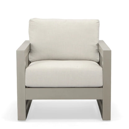 Outdoor Patio Beveled Panels Arm Chair - Modern Geometric Pattern, Rust Resistant