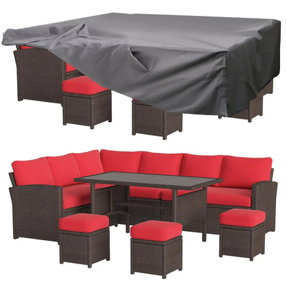 7 Pieces Patio Furniture Set with Waterproof Cover, Outdoor Sectional Sofa Conversation Set, All Weather Wicker, Customized