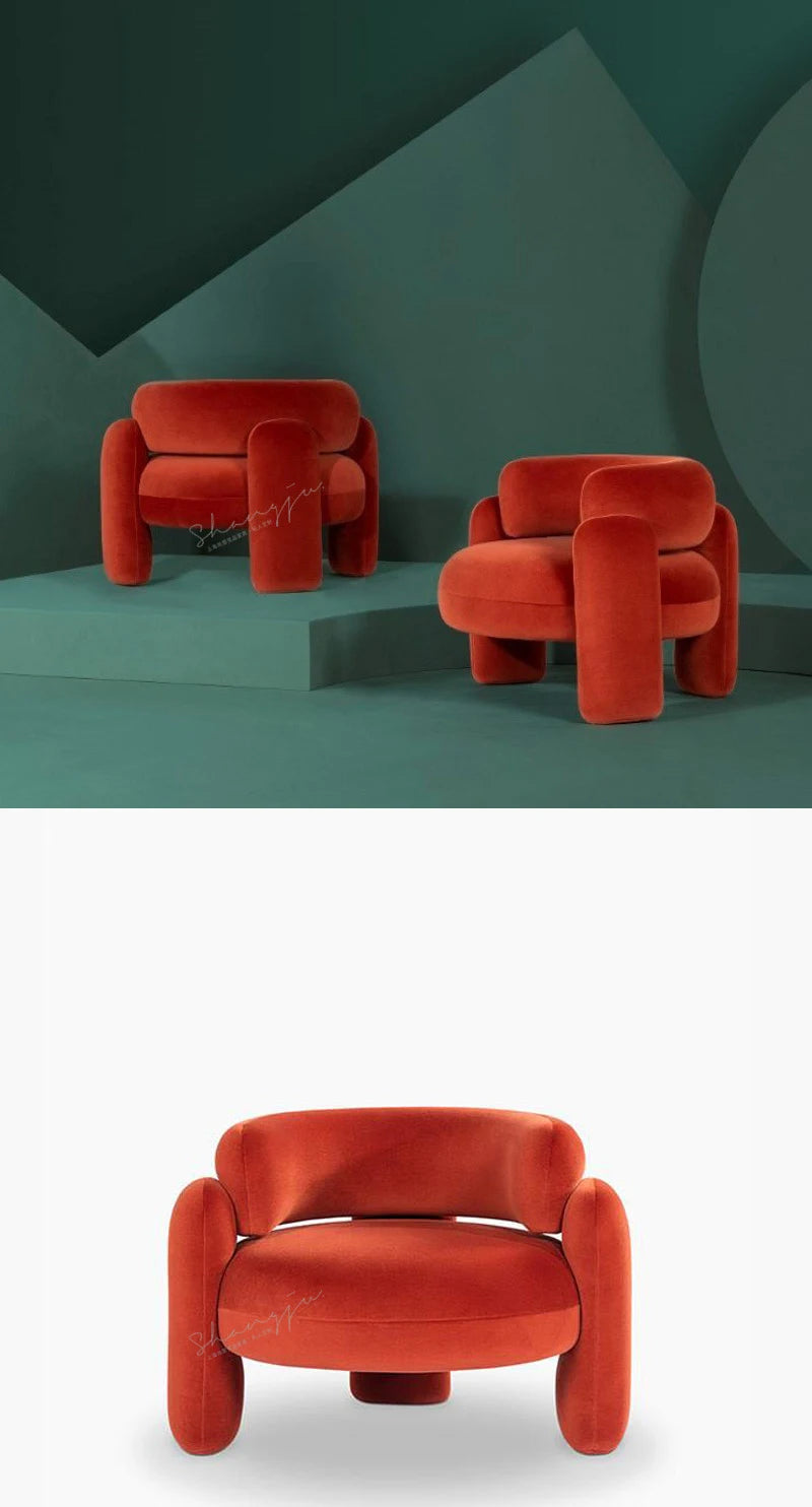 Cream single sofa chair designer lazy living room balcony modern simple and lightweight luxury reception lounge chair
