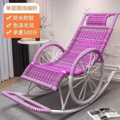 Rocking chair rattan chair adult nap recliner living room balcony lazy chair small rocking elderly leisure rocking