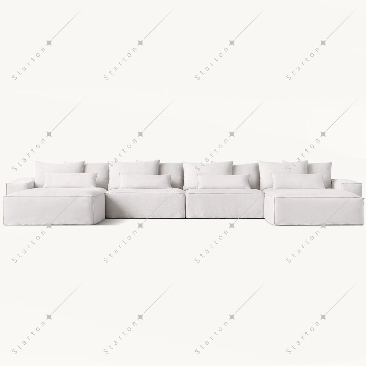 Luxury White Indoor Minimalist Modular Furniture Deep Seat U Shape Fabric Modern Chaise Lounge Sofas