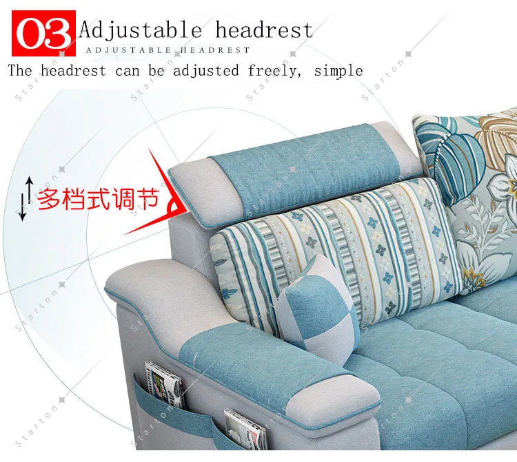 Room Fabric Sofa Modern Minimalist Home Corner Sofa Furniture Combination Nordic Solid Frame Fabric Sofa